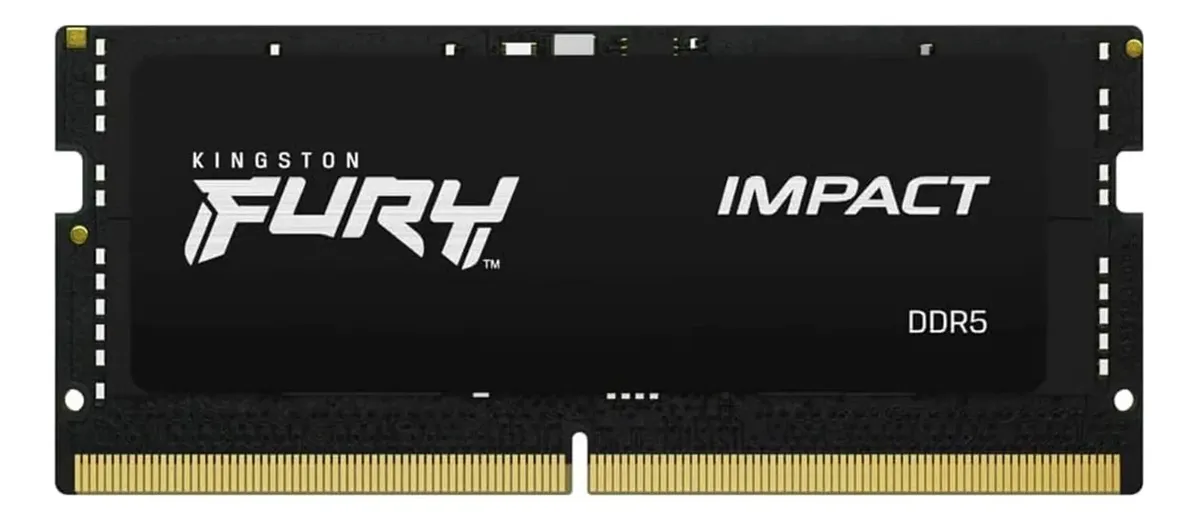 Kingston Fury Impact 16GB (1x16GB) DDR5 SO-DIMM Kingston Fury Impact 16GB (1x16GB) DDR5 SO-DIMM 6400MHz CL38 Preto - KF564S38IB-16