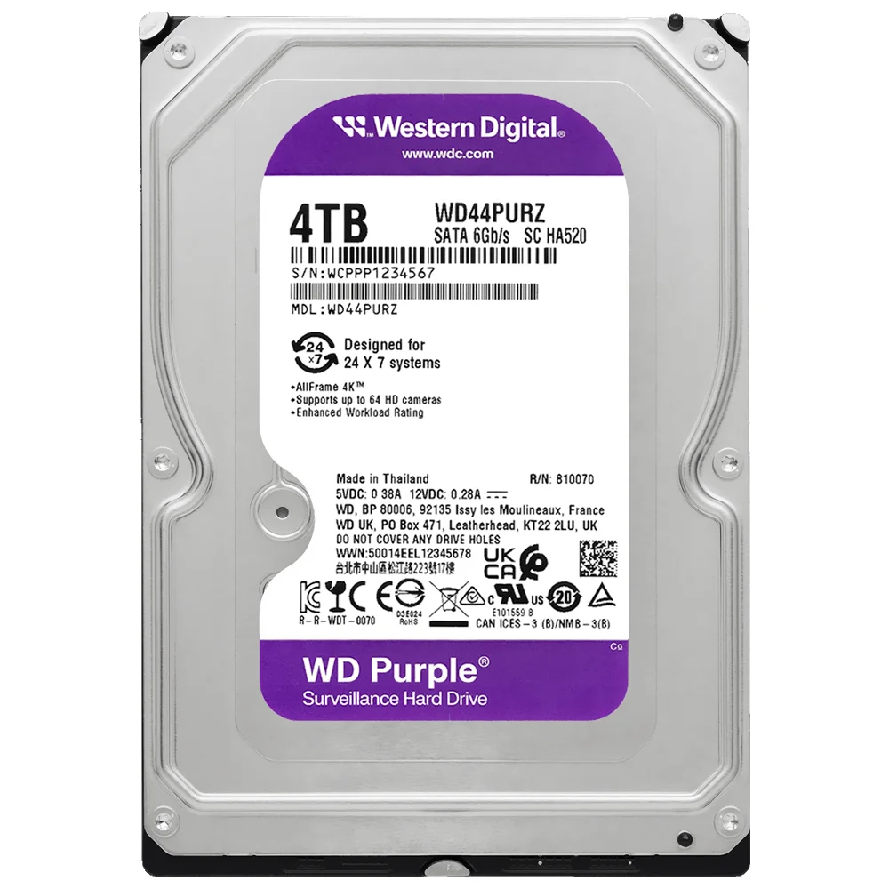 Western Digital WD Purple 4TB HDD SATA III - WD44PURZ Western Digital WD Purple 4TB HDD SATA III - WD44PURZ