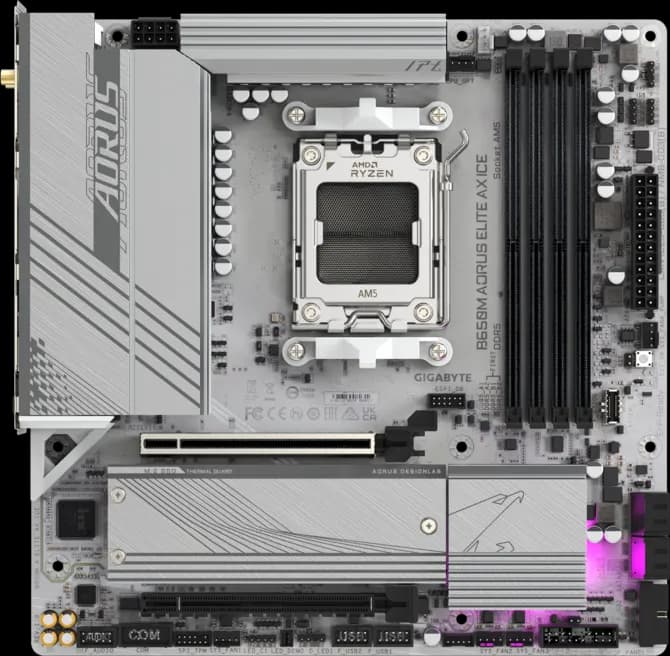 Gigabyte B650M AORUS Elite AX ICE AM5 Micro-ATX DDR5 WiFi