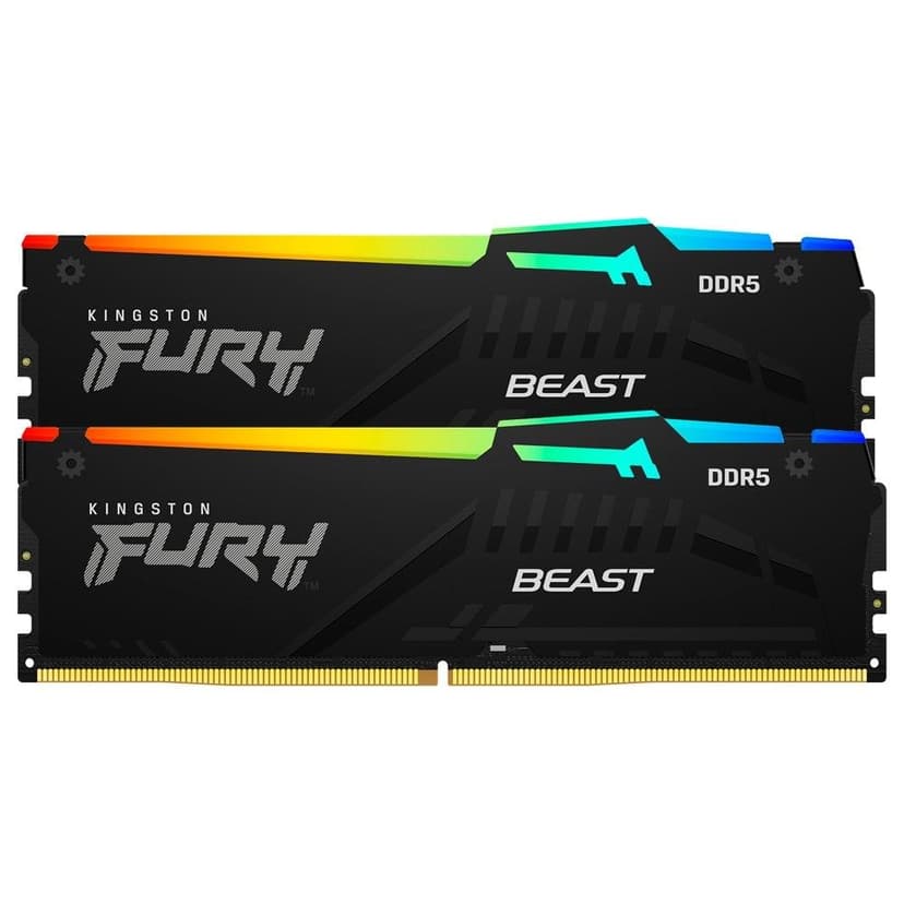 Kingston Fury Beast RGB 16GB (2x8GB) DDR5 5600MHz CL40 Preto - KF556C40BBAK2-16