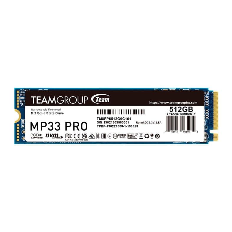 Team Group MP33 Pro 512GB SSD NVMe Gen 3 - TM8FPD512G0C101