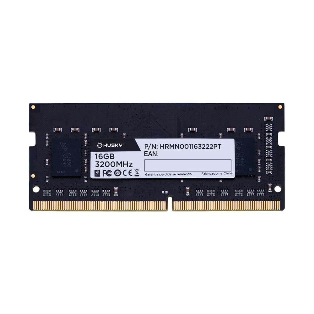 Husky 16GB (1x16GB) DDR4 SO-DIMM Husky 16GB (1x16GB) DDR4 SO-DIMM 3200MHz CL22 Preto - HRMN001163222PT