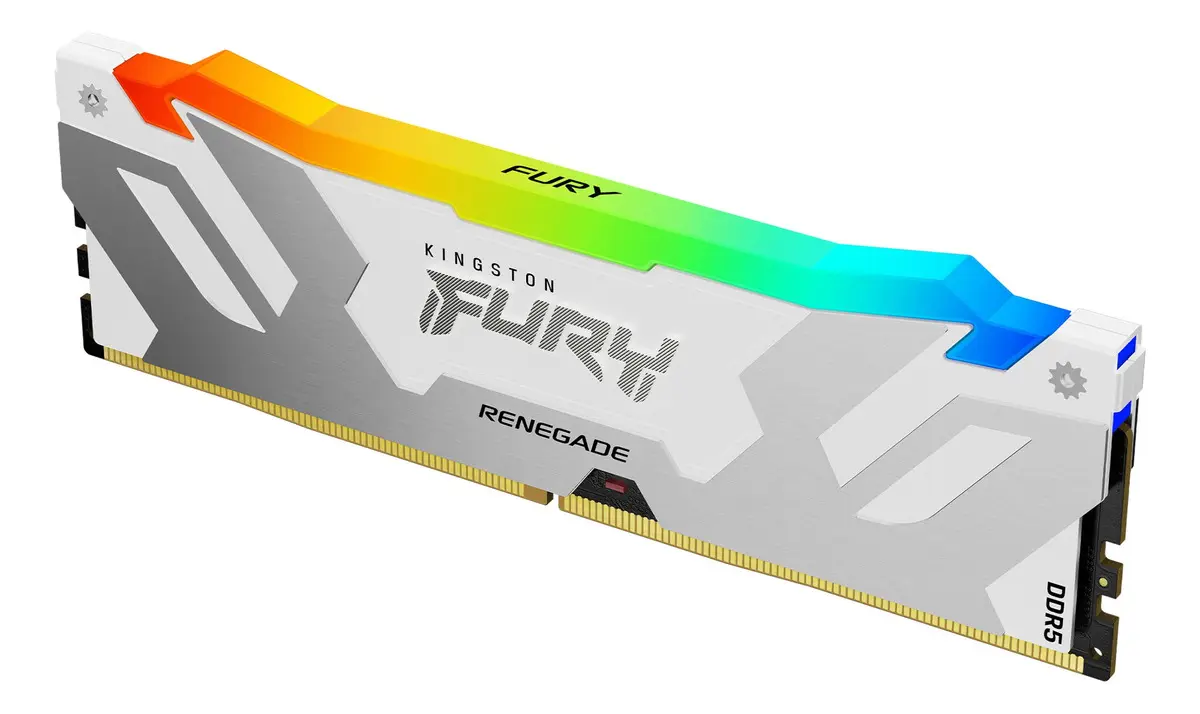 Kingston Fury Renegade RGB 16GB (1x16GB) DDR5 Kingston Fury Renegade RGB 16GB (1x16GB) DDR5 7600MHz CL38 Branco, Prata - KF576C38RWA-16