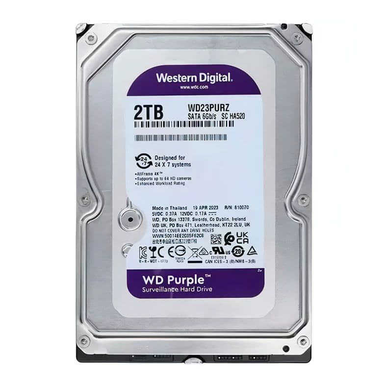 Western Digital Purple 2TB HDD SATA III - WD23PURZ Western Digital Purple 2TB HDD SATA III - WD23PURZ