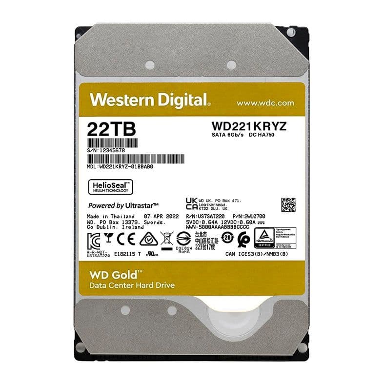 Western Digital Gold 22TB HDD SATA III - WD221KRYZ