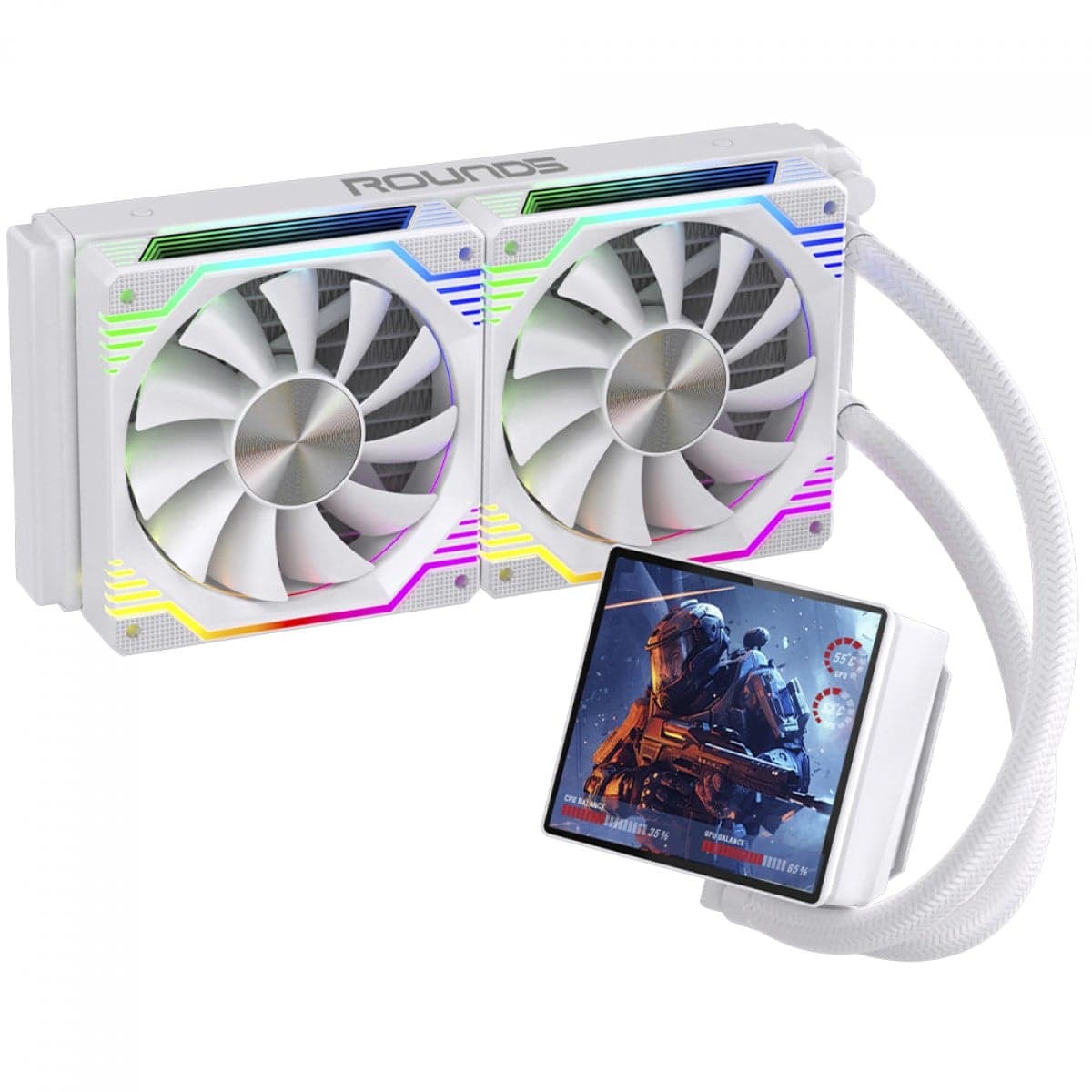 Water Cooler Round5 Zephyro White 240mm ARGB Water Cooler Round5 Zephyro White 240mm ARGB Branco - R5-WC-ZEPHYRO-240W-2223
