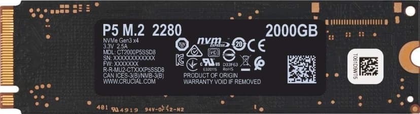Crucial P5 2TB SSD NVMe Gen 3 - CT2000P5SSD8