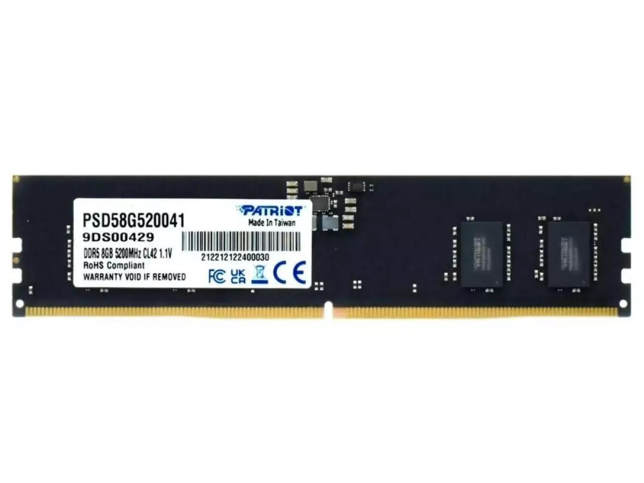 Patriot Signature Line 8GB (1x8GB) DDR5 Patriot Signature Line 8GB (1x8GB) DDR5 5200MHz CL42 Preto - PSD58G520041