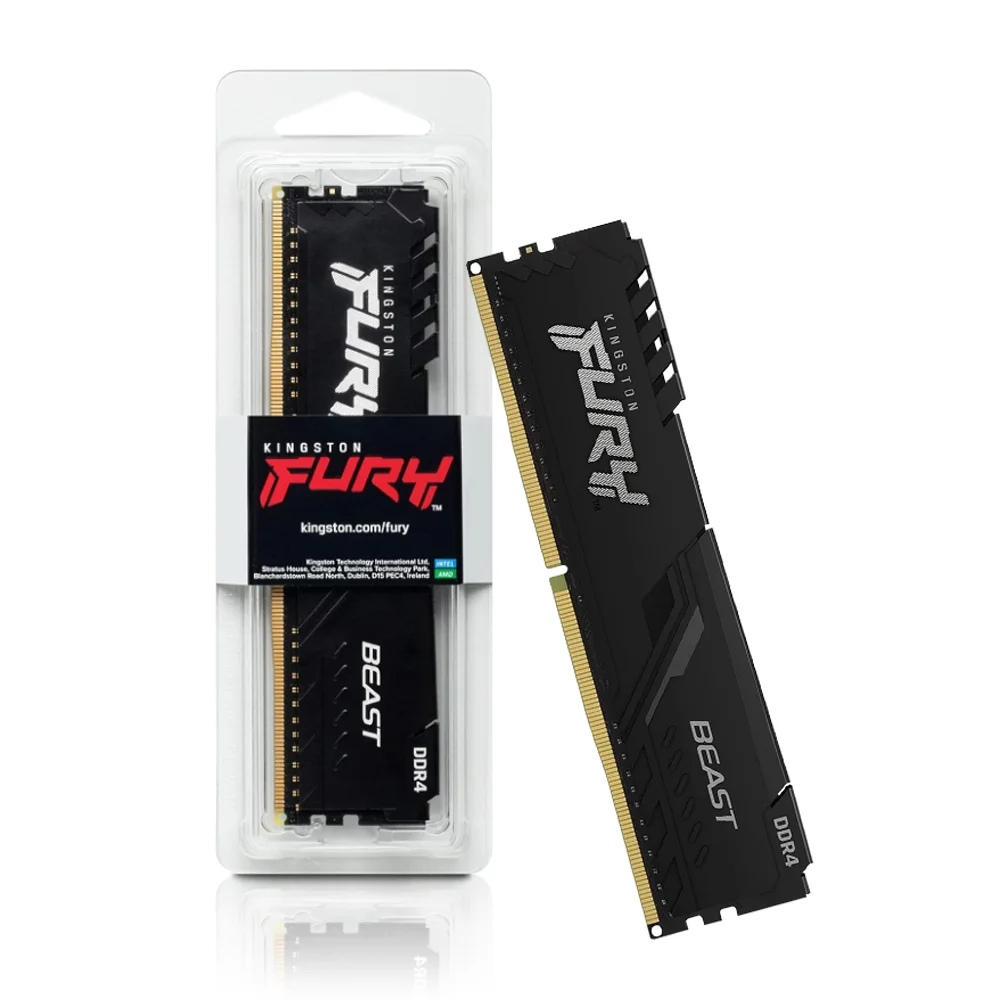 Kingston Fury Beast 8GB DDR4 Kingston Fury Beast 8GB (1x8GB) DDR4 3200MHz CL16 Preto - KF432C16BB/8