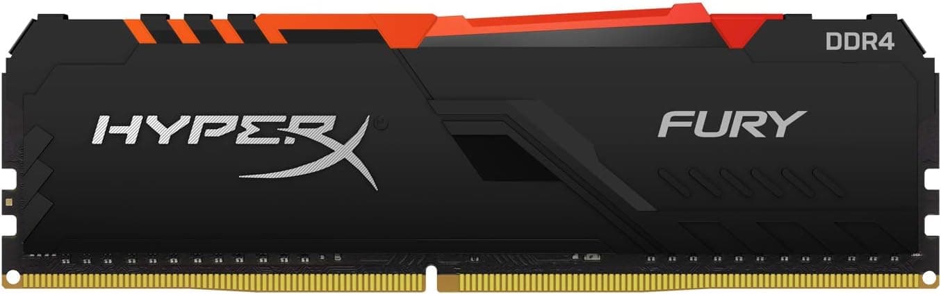 Kingston HyperX Fury RGB 32GB (1x32GB) DDR4 Kingston HyperX Fury RGB 32GB (1x32GB) DDR4 3200MHz CL16 Preto - HX432C16FB3A/32
