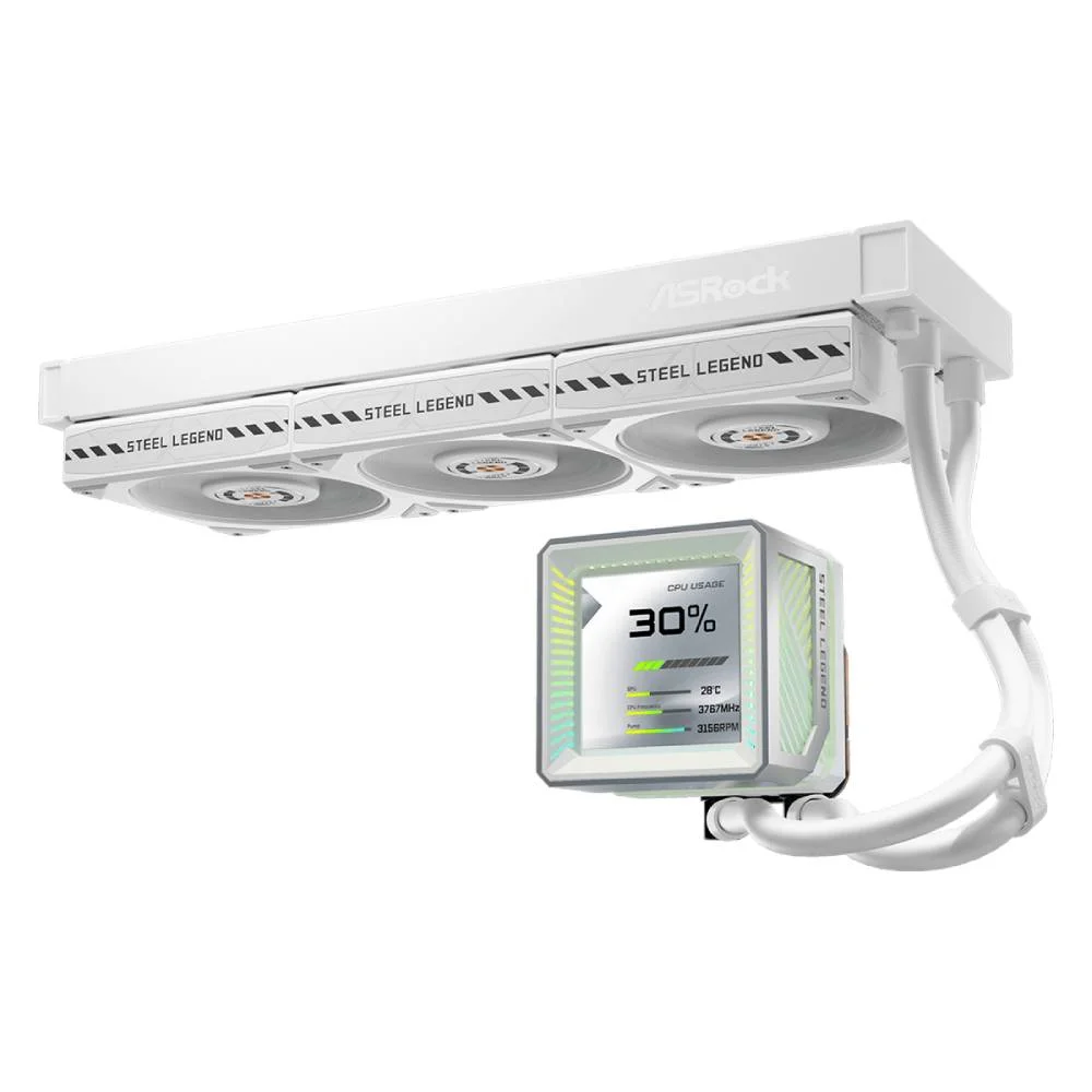 Water Cooler ASRock Steel Legend 360 LCD 360mm Water Cooler ASRock Steel Legend 360 LCD 360mm Branco - 90-ASLA36-WAAGA5