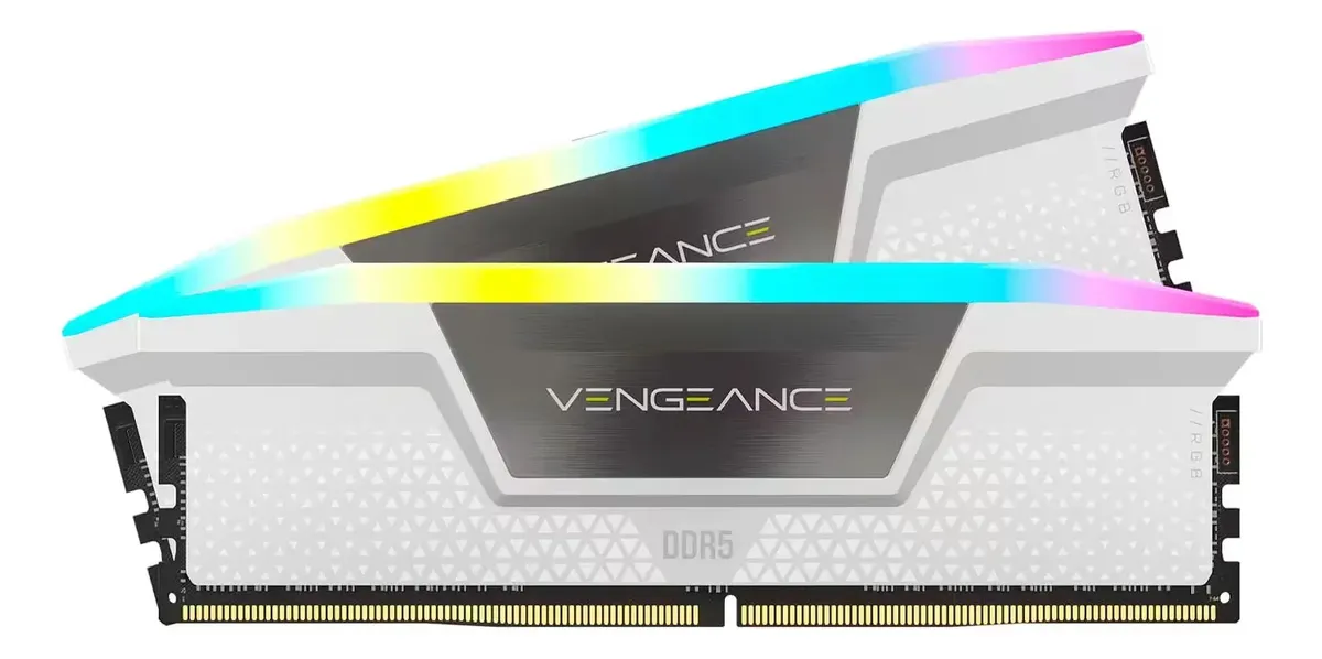 Corsair Vengeance RGB 64GB (2x32GB) DDR5 Corsair Vengeance RGB 64GB (2x32GB) DDR5 5600MHz CL40 Branco - CMH64GX5M2B5600C40W
