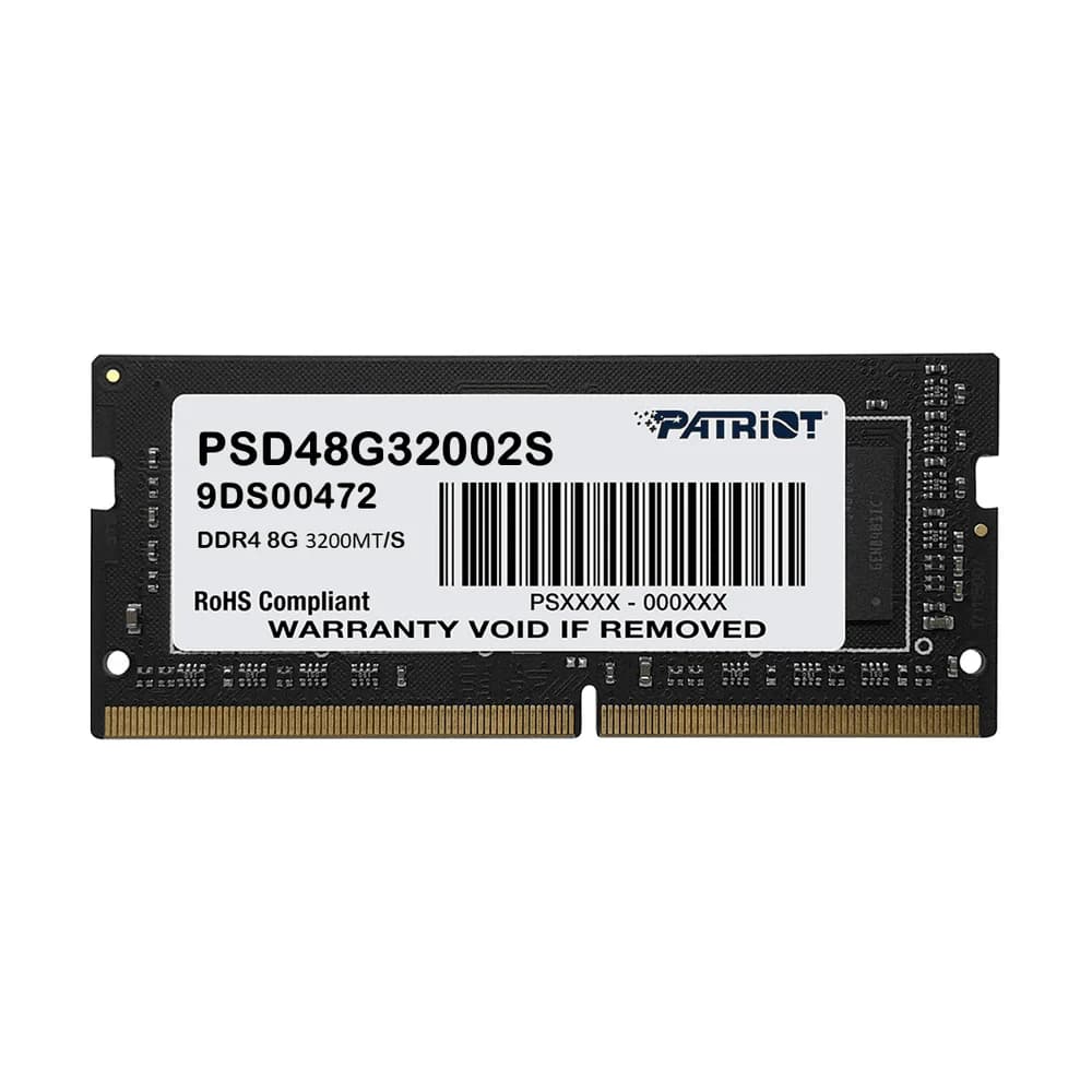 Patriot Signature Line 8GB DDR4 SO-DIMM Patriot Signature Line 8GB (1x8GB) DDR4 SO-DIMM 3200MHz CL22 Preto - PSD48G32002S