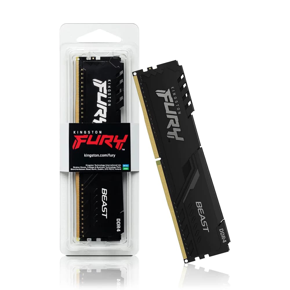 Kingston Fury Beast 16GB DDR4 Kingston Fury Beast 16GB (1x16GB) DDR4 3200MHz CL16 Preto - KF432C16BB/16