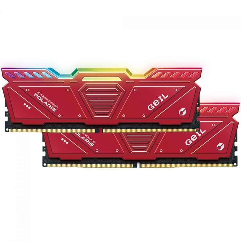 Geil Polaris RGB 32GB (2x16GB) DDR5 5200MHz CL38 Vermelho - GOSR532GB5200C38BDC