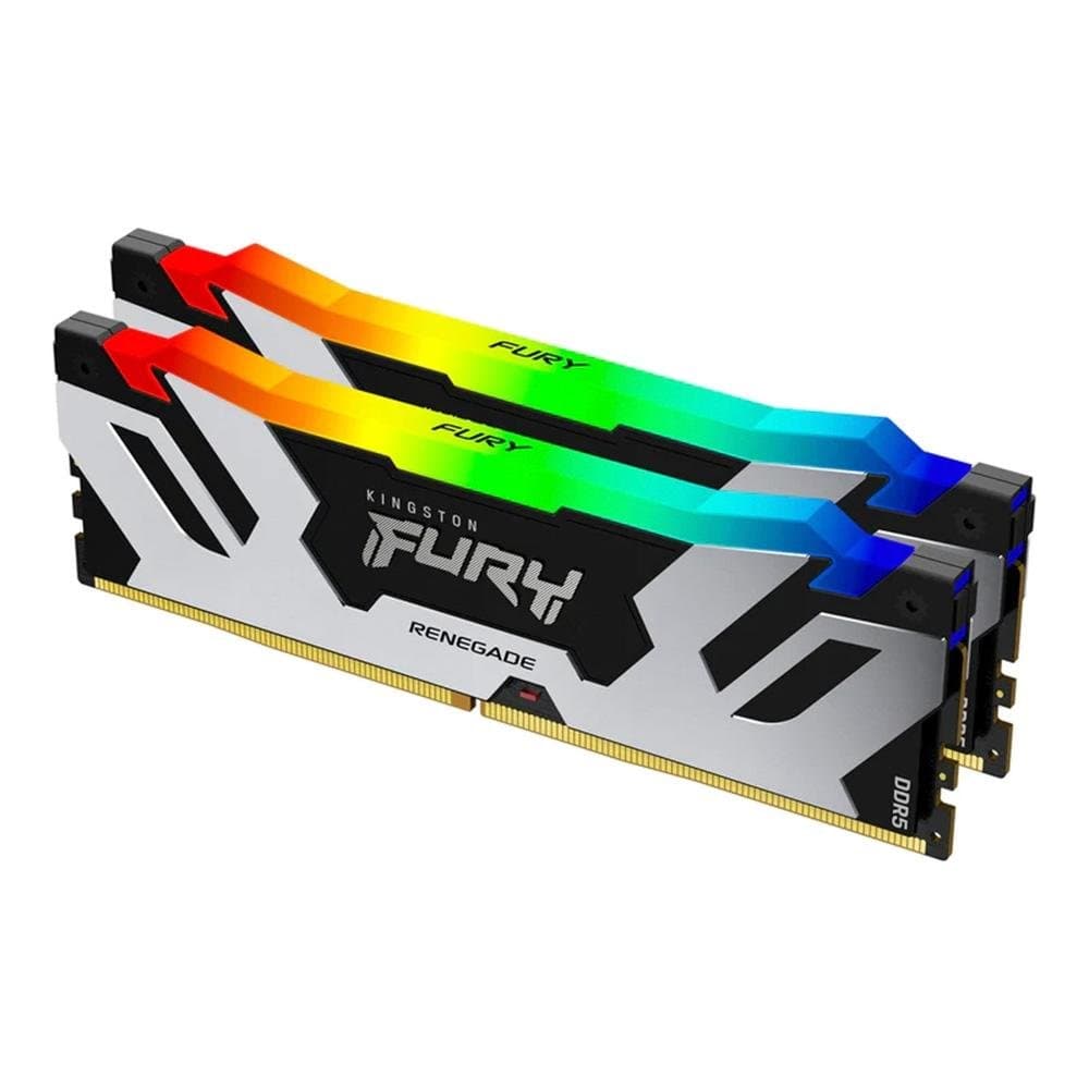 Kingston Fury Renegade RGB 96GB (2x48GB) DDR5 Kingston Fury Renegade RGB 96GB (2x48GB) DDR5 6000MHz CL32 Prata,Preto - KF560C32RSAK2-96