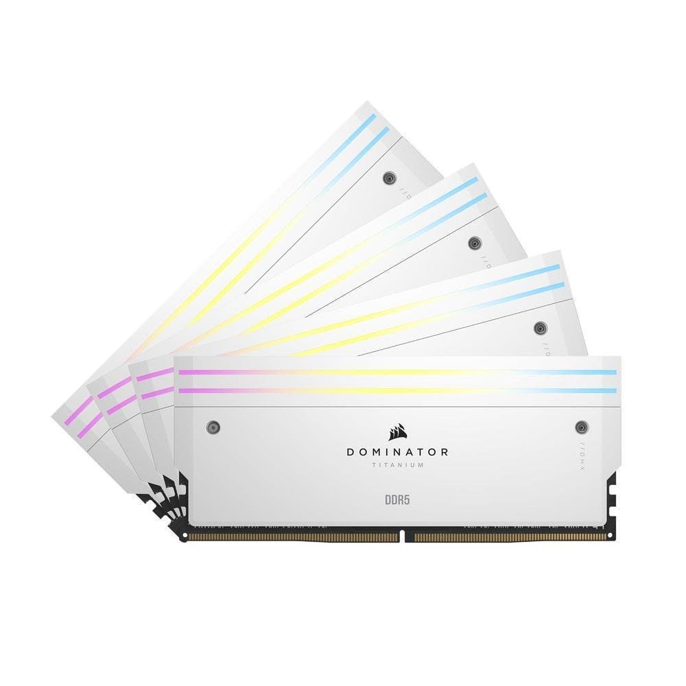 Corsair Dominator Titanium RGB 64GB DDR5 Corsair Dominator Titanium RGB 64GB (4x16GB) DDR5 6000MHz CL36 Branco - CMP64GX5M4B6000C36W