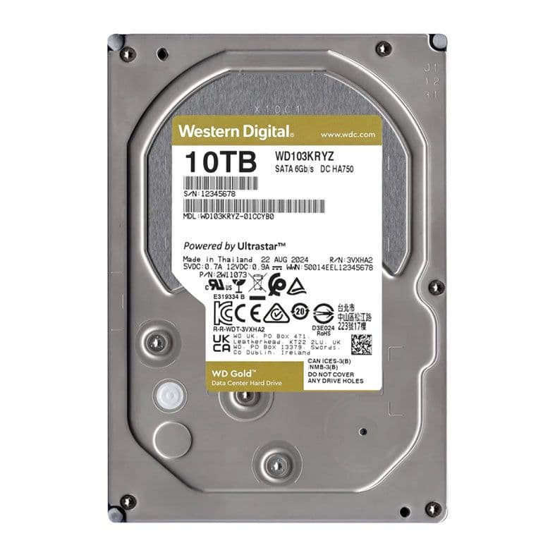 Western Digital WD Gold Enterprise Class 10TB HDD SATA III - WD103KRYZ Western Digital WD Gold Enterprise Class 10TB HDD SATA III - WD103KRYZ