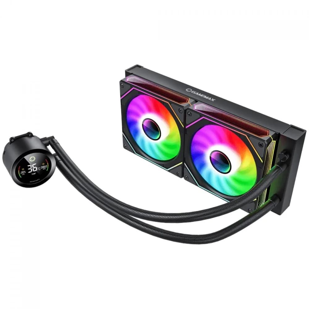 Water Cooler Gamemax Iceburg 240 Digital Bk 240mm ARGB Water Cooler Gamemax Iceburg 240 Digital Bk 240mm ARGB Preto - ICB240DS8IBK