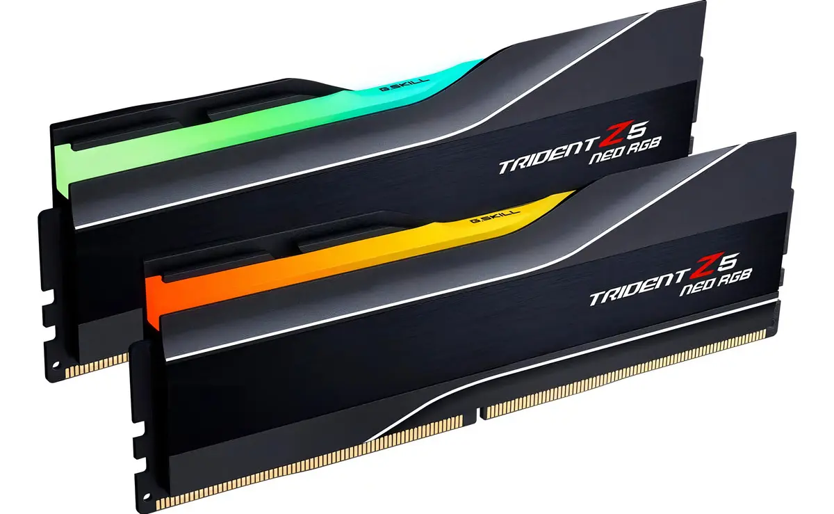 G.Skill Trident Z5 Neo RGB 64GB (2x32GB) DDR5 G.Skill Trident Z5 Neo RGB 64GB (2x32GB) DDR5 6000MHz CL28 Preto - F5-6000J2836G32GX2-TZ5NR