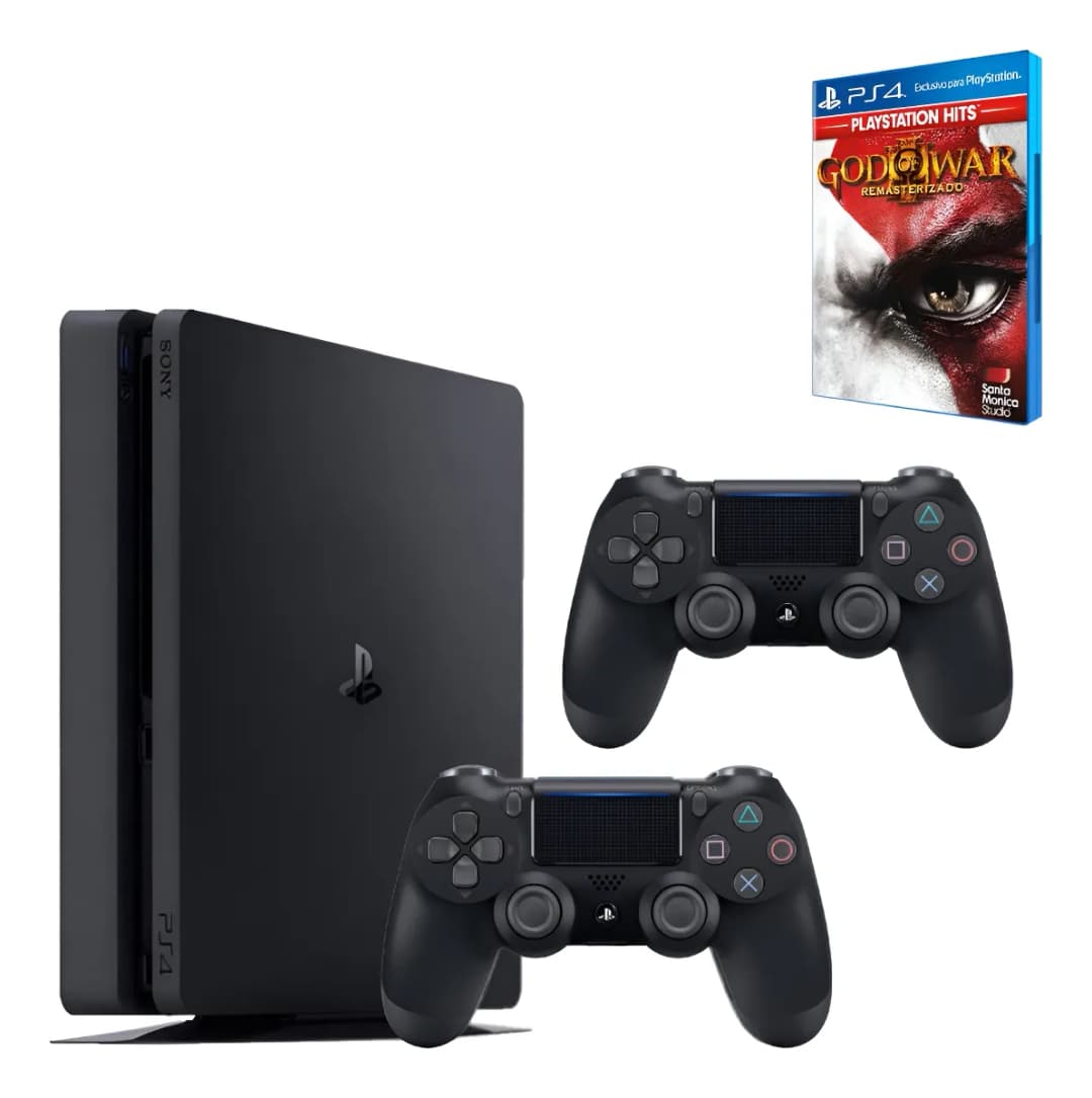 PlayStation 4 PlayStation 4 Slim 500GB + 2 Controles + 1 Jogo