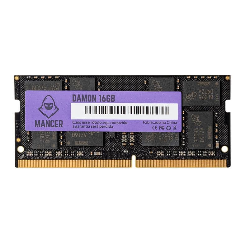 Mancer Damon 16GB (1x16GB) DDR4 SO-DIMM Mancer Damon 16GB (1x16GB) DDR4 SO-DIMM 2666MHz CL19 Preto - MCR-DMN-16GB
