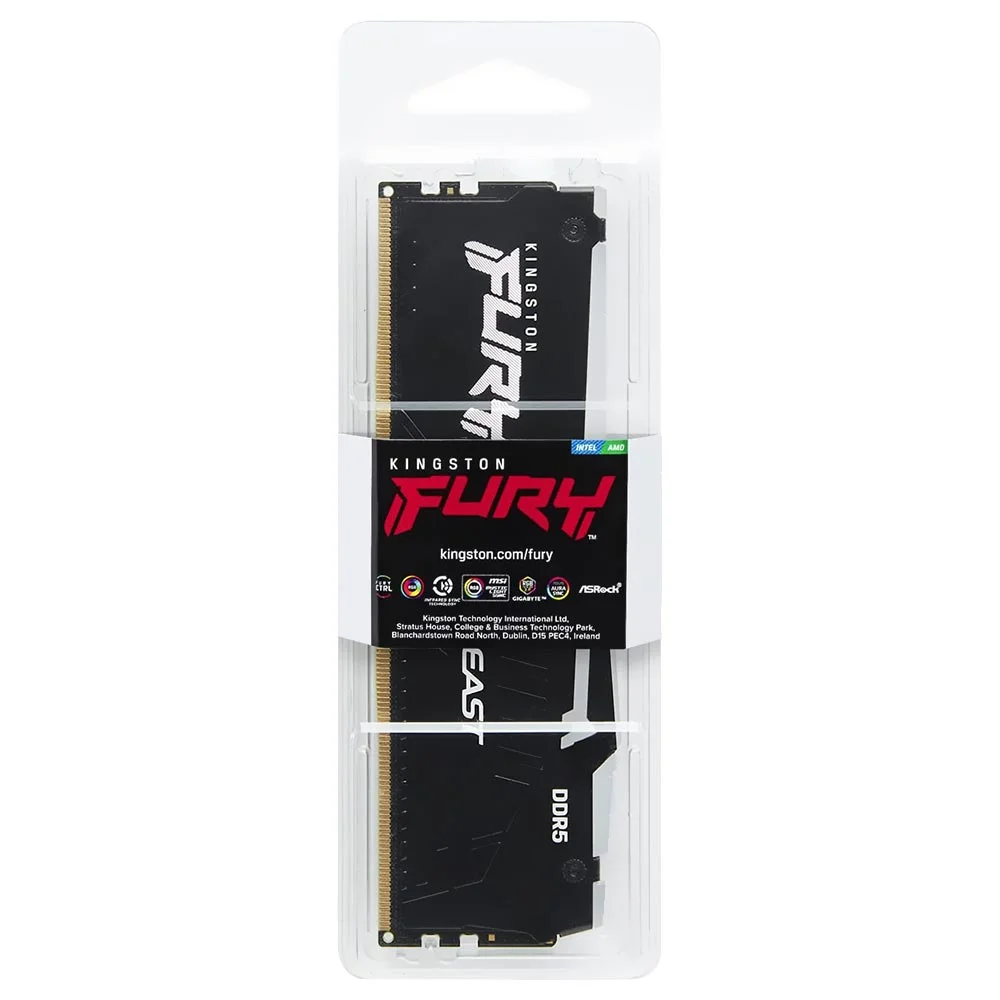 Kingston Fury Beast RGB 32GB (1x32GB) DDR5 Kingston Fury Beast RGB 32GB (1x32GB) DDR5 5600MHz CL40 Preto - KF556C40BB2A-32