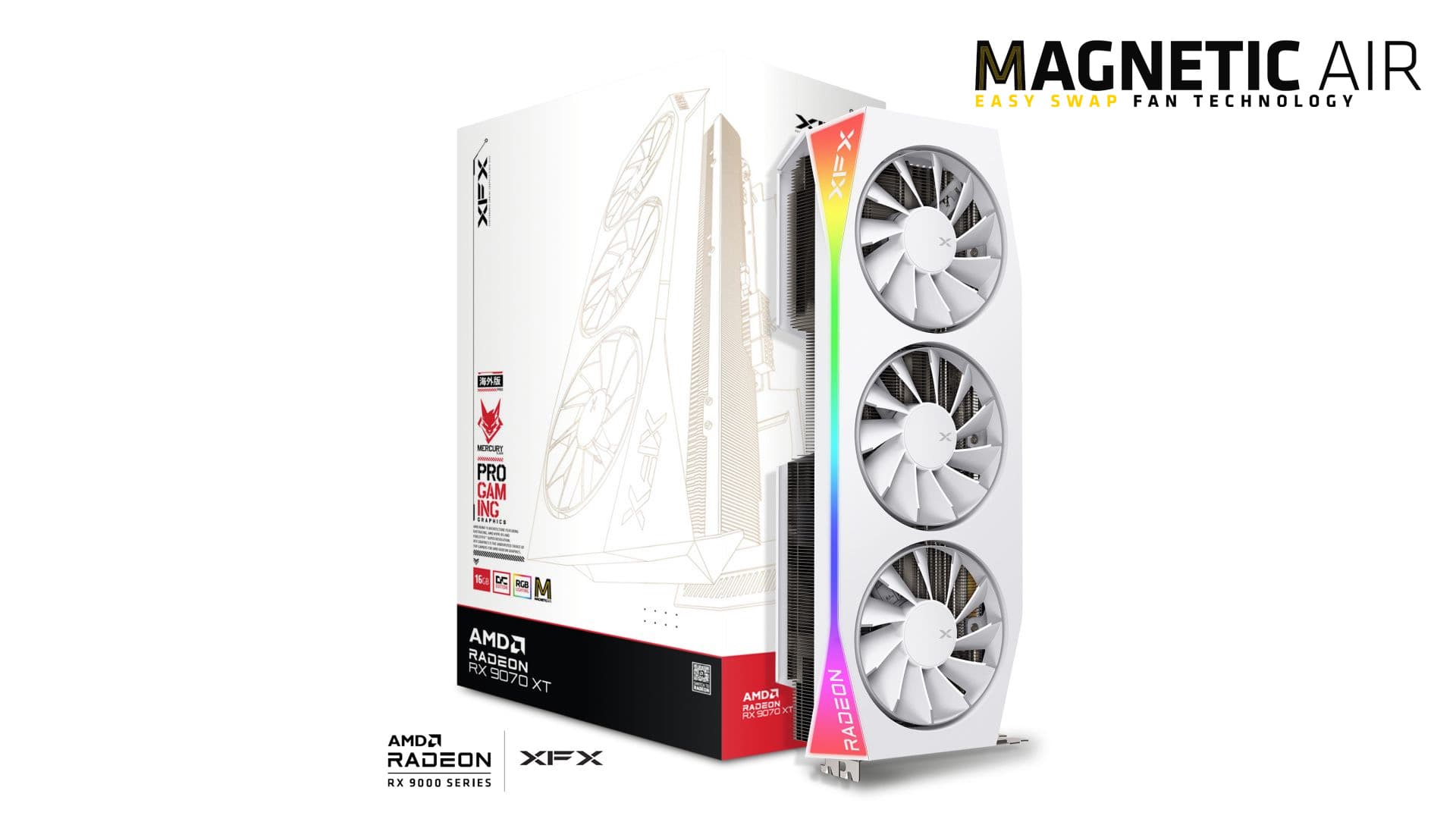 XFX RX 9070 XT Mercury OC White Magnetic Air