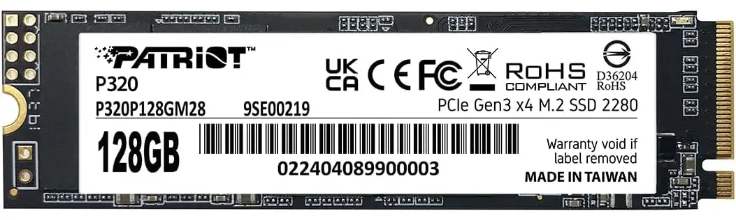 Patriot P320 128GB SSD NVMe Gen 3 - P320P128GM28 Patriot P320 128GB SSD NVMe Gen 3 - P320P128GM28