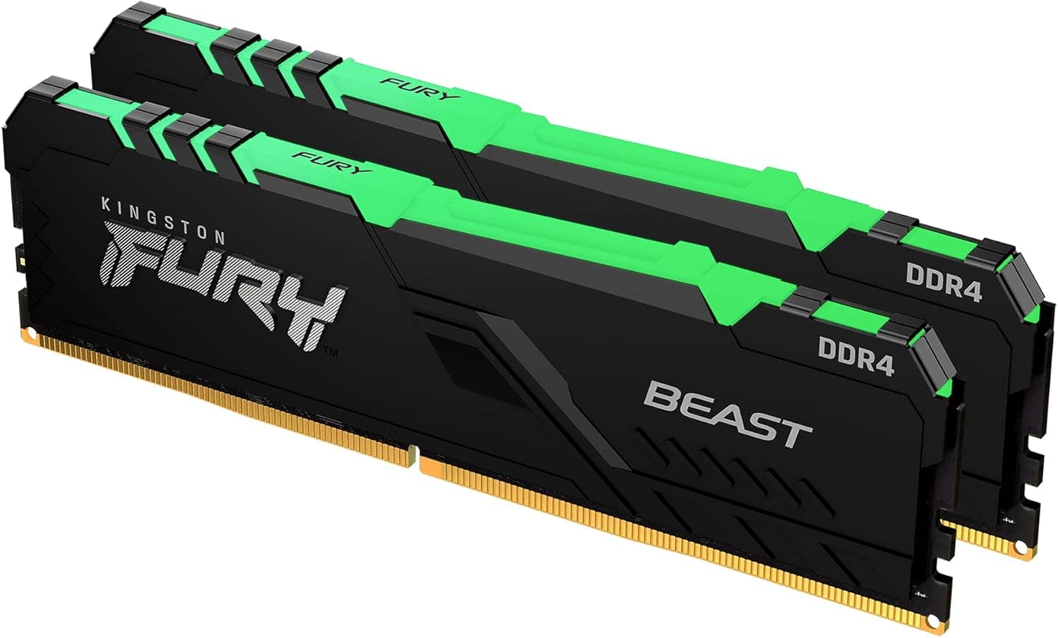 Kingston Fury Beast RGB 32GB (2x16GB) DDR4 Kingston Fury Beast RGB 32GB (2x16GB) DDR4 3600MHz CL18 Preto - KF436C18BBAK2/32