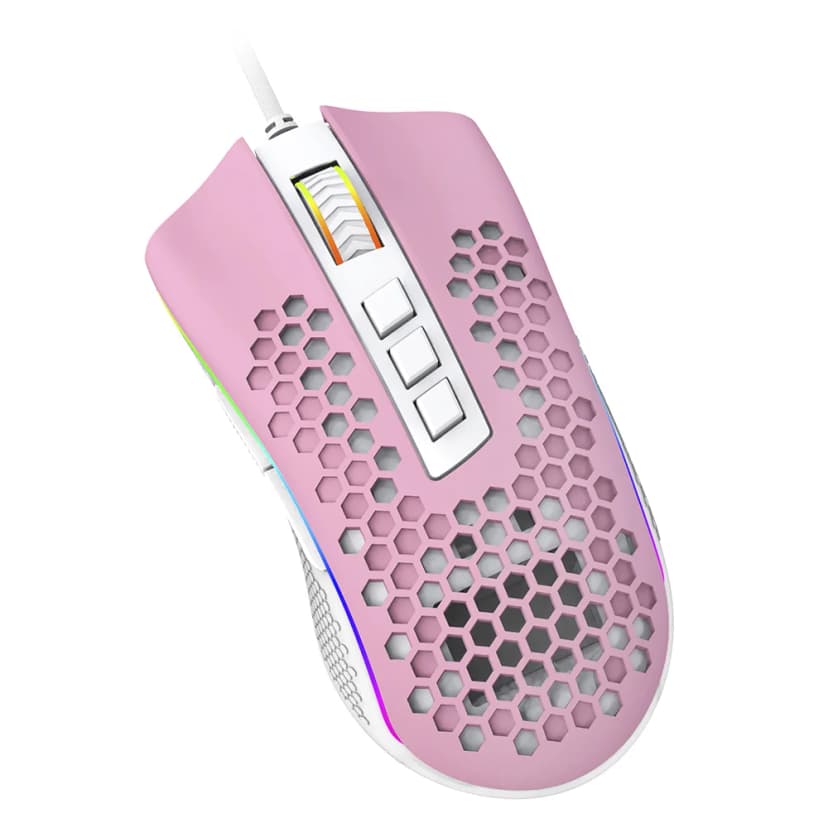 Redragon Storm, Sensor PixArt PMW3327, 12400 DPI, Branco/Rosa - M808PW-RGB