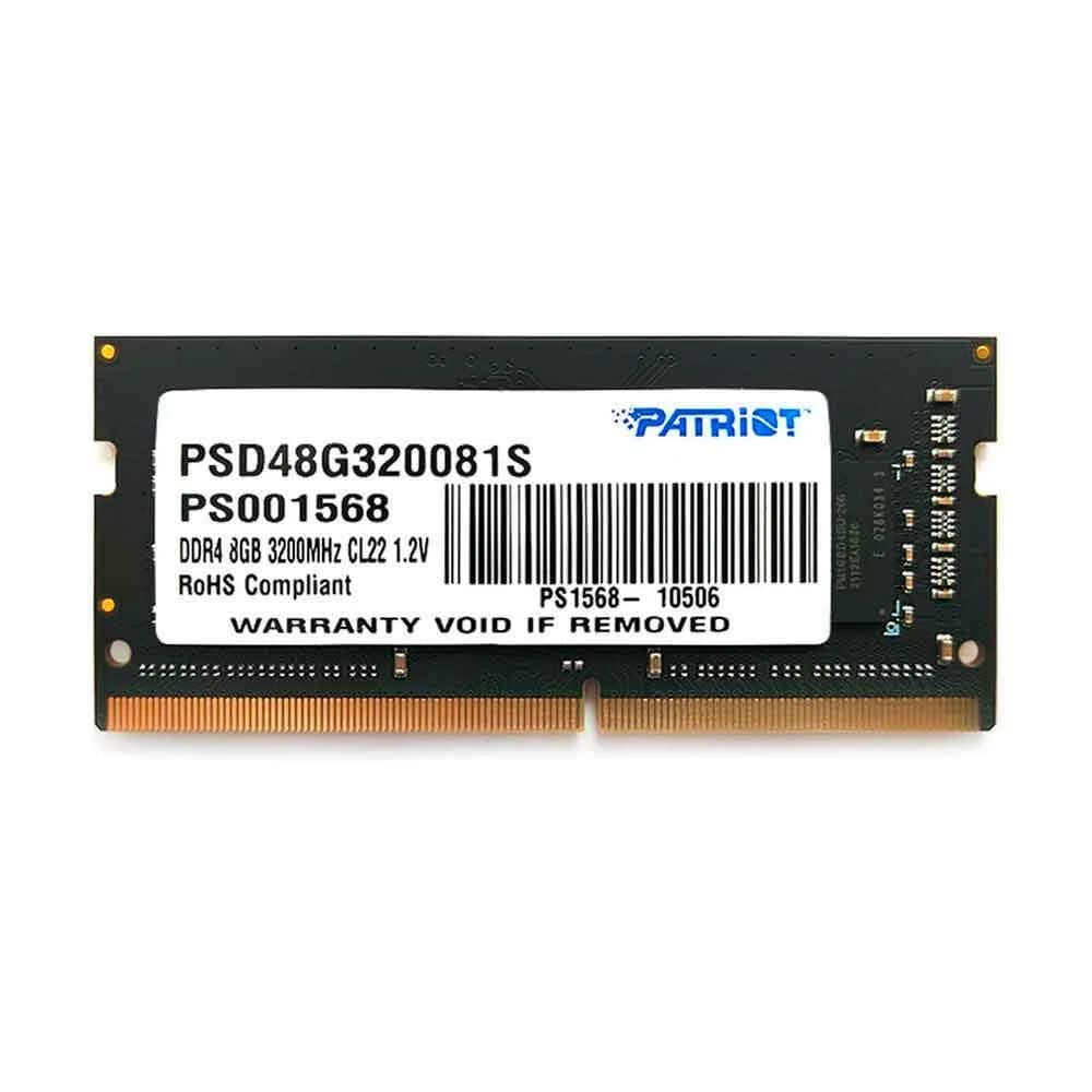 Patriot Signature Line 8GB DDR4 SO-DIMM Patriot Signature Line 8GB (1x8GB) DDR4 SO-DIMM 3200MHz CL22 Preto - PSD48G320081S